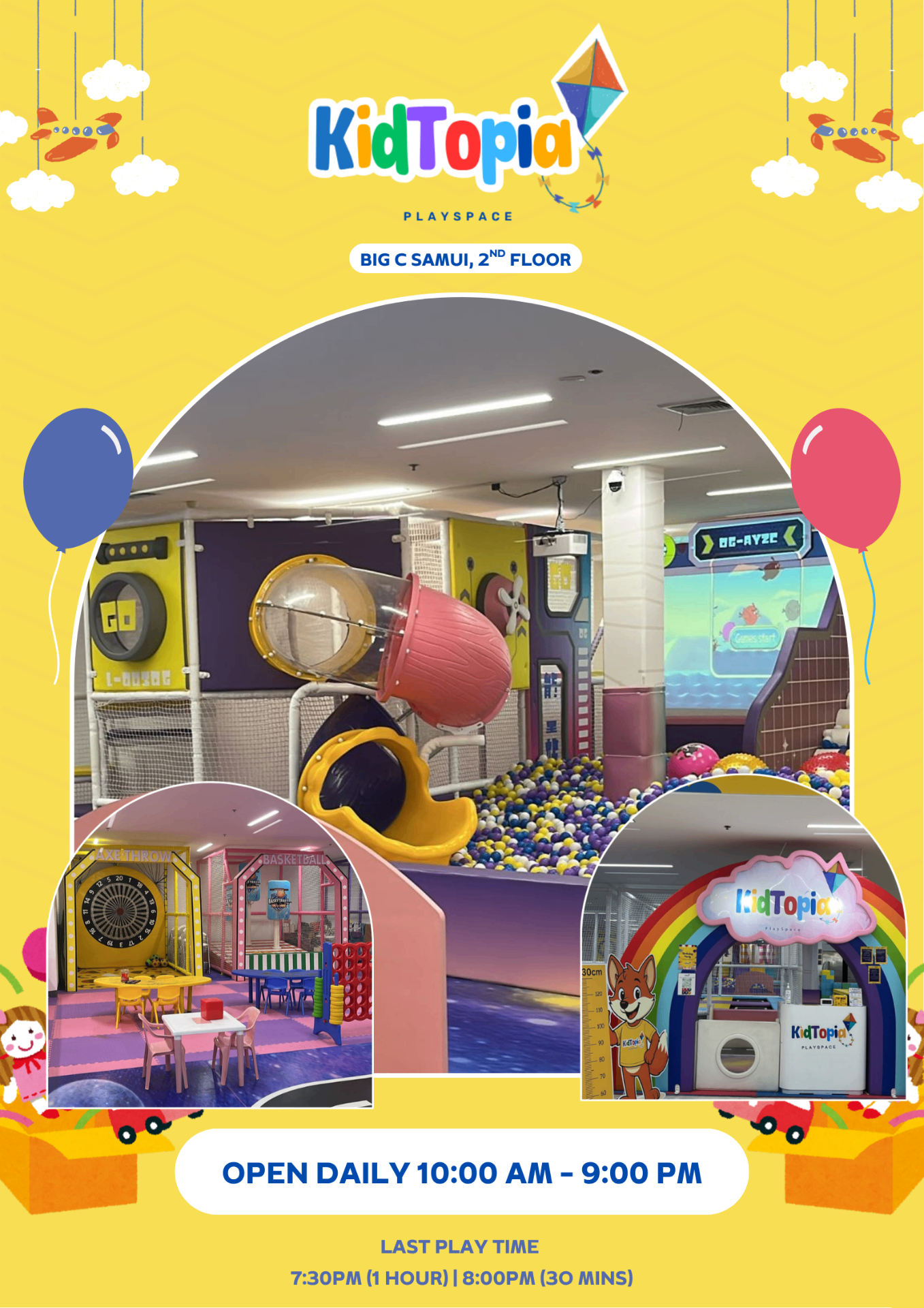 Kids playing in the KidTopia ball pit and slides